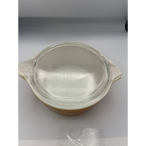 Vintage 70s PYREX 475-B Butterfly Gold 2.5 QT Casserole Dish W/ Glass Lid - Picture 9 of 11